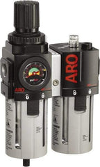 ARO/Ingersoll-Rand - 1/2" NPT Port Standard 2 Piece Filter/Regulator-Lubricator FRL Unit - Polycarbonate Bowl, 120 SCFM, 150 Max psi, 9.95" High x 5.724" Long, Automatic Drain - Makers Industrial Supply