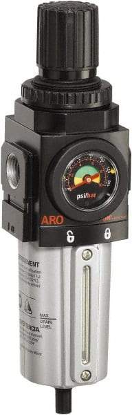 ARO/Ingersoll-Rand - 3/4" NPT Port Standard 1 Piece Filter/Regulator FRL Unit - Metal Bowl, 173 SCFM, 250 Max psi, 1039" High x 2.756" Long, Manual Drain - Makers Industrial Supply