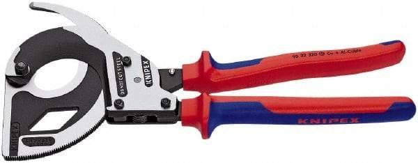 Knipex - 12-1/4" OAL, 24 AWG Capacity, Cable Cutter Pliers - Ratchet Head, Comfort Grip Handles, with Spring - Makers Industrial Supply