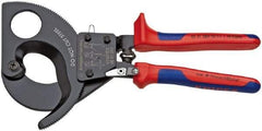 Knipex - 11" OAL, 24 AWG Capacity, Cable Cutter Pliers - Ratchet Head, Comfort Grip Handles, with Spring - Makers Industrial Supply