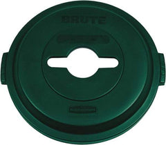 Rubbermaid - Round Lid for Use with 32 Gal Round Recycle Containers - Green, Polyethylene, For Brute Trash Cans - Makers Industrial Supply