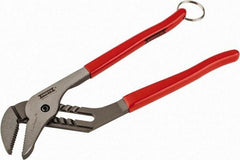 Proto - 12" OAL, 2-1/2" Jaw Width, 7 Position Tethered Tongue & Groove Pliers - V-Jaws, Vinyl Handles - Makers Industrial Supply