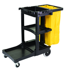 Cleaning Cart w/zipper Red yellow vinyl bag (20.8 gal capacity) Non-marking 8" wheels and 4" casters - Makers Industrial Supply