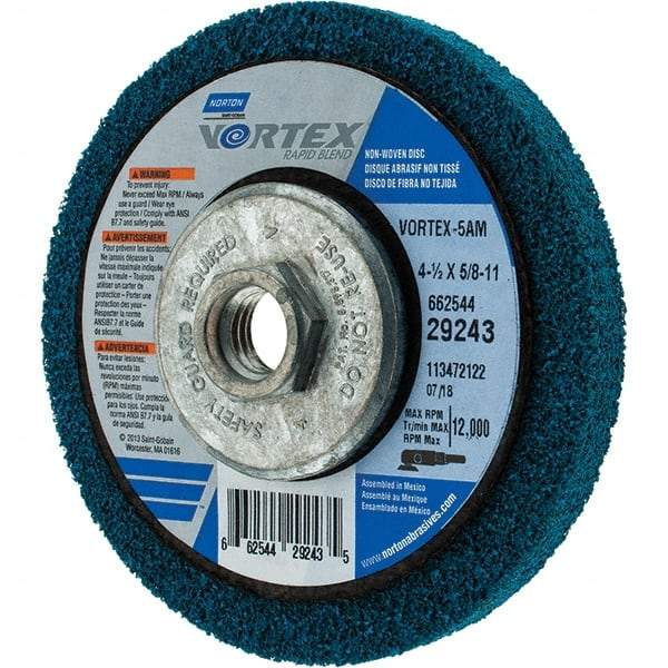 Norton - 4-1/2" Diam, 1/2" Face Width, Medium Grade, Aluminum Oxide Deburring Wheel - Makers Industrial Supply