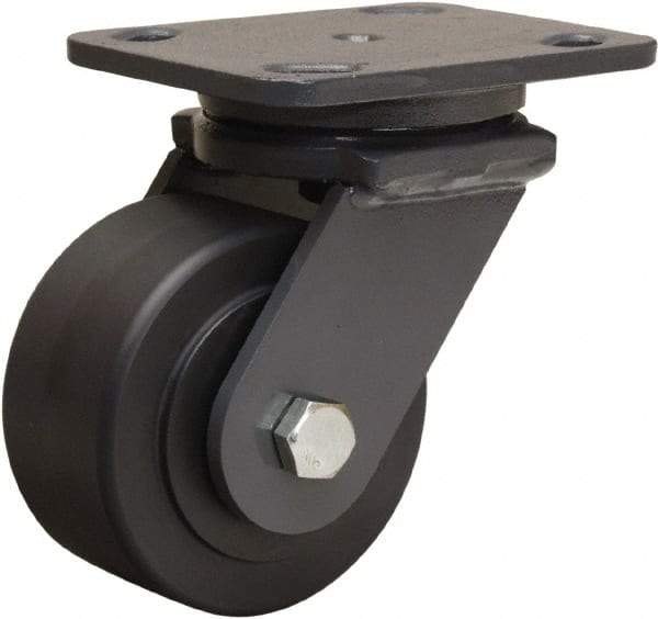 Hamilton - 4" Diam x 2" Wide x 5-5/8" OAH Top Plate Mount Swivel Caster - Nylon, 2,000 Lb Capacity, Sealed Precision Ball Bearing, 4 x 5" Plate - Makers Industrial Supply