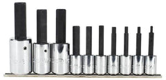 Proto - 10 Piece 3/8 & 1/2" Drive Inch Tethered Hex Bit Socket Set - 1/8 to 5/8" Hex - Makers Industrial Supply