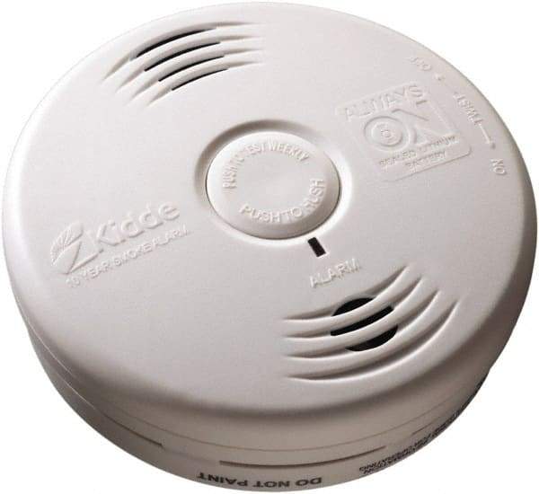 Kidde - 1.6 Inch Long x 5.22 Inch Wide x 5.22 Inch Diameter, Smoke Alarm - 85 dB Decibel Rating, Lithium Battery Included, Indicating Light, Tamper Resistant - Makers Industrial Supply