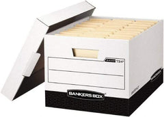 BANKERS BOX - 1 Compartment, 12-3/4" Wide x 10-3/8" High x 16-1/2" Deep, Storage Box - Corrugated Cardboard, White/Black - Makers Industrial Supply