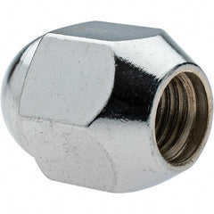 Value Collection - M12-1.5 Chrome Finish Capped Wheel Nut - 21mm Hex, 30mm Overall Length, 60° Seat Angle - Makers Industrial Supply