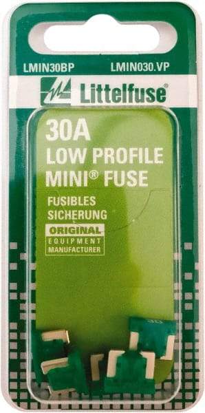 Littelfuse - 30 Amp, Automotive Fuse - 0.429" Long, Green, Littlefuse LMIN030 - Makers Industrial Supply