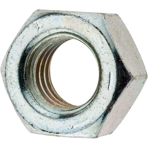 Value Collection - 7/16-14 UNC Steel Right Hand Hex Nut - 11/16" Across Flats, 3/8" High, Zinc Clear Finish - Makers Industrial Supply