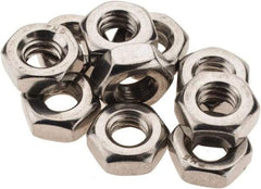 Value Collection - 1/4-20 UNC Stainless Steel Right Hand Machine Screw Hex Nut - 7/16" Across Flats, 7/32" High, Uncoated - Makers Industrial Supply