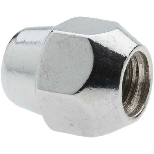 Value Collection - M12-1.5 Chrome Finish Acorn Wheel Nut - 21mm Hex, 27mm Overall Length, 60° Seat Angle - Makers Industrial Supply