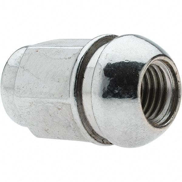 Value Collection - M12-1.5 Chrome Finish Capped Wheel Nut - 19mm Hex, 35mm Overall Length - Makers Industrial Supply