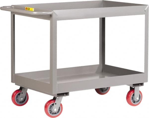 Little Giant - 3,600 Lb Capacity, 24" Wide x 41-1/2" Long x 36-1/2" High Deep Shelf Cart - 2 Shelf, Steel, 2 Rigid/2 Swivel Casters - Makers Industrial Supply