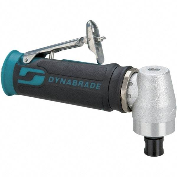 Dynabrade - 1/4" Collet, Angle Handle, Air Angle Die Grinder - 20,000 RPM, Front Exhaust, 23 CFM, 0.4 hp, 90 psi, 1/4 NPT Inlet - Makers Industrial Supply