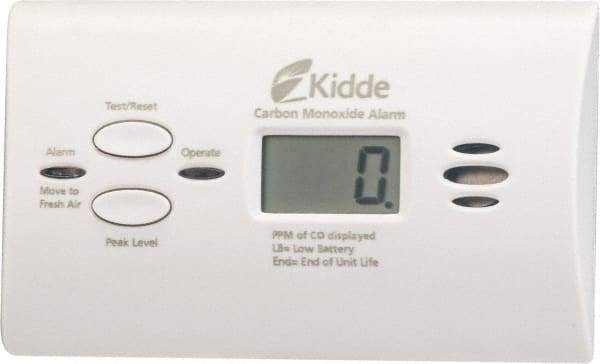 Kidde - CO Alarm - 85 dB Decibel Rating, AA Battery Included, Wall or Ceiling Mount, Electrochemical Sensor - Makers Industrial Supply