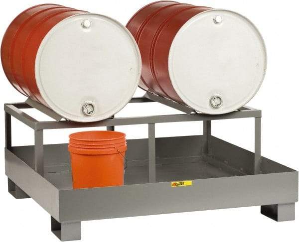 Little Giant - 66 Gal Sump, 2 Drum, Steel Drum Rack - 51" Long x 51" Wide x 22" High - Makers Industrial Supply