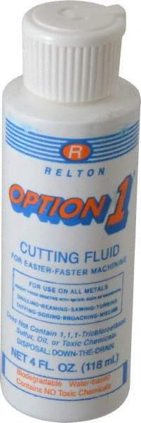 Relton - Option1, 4 oz Bottle Cutting Fluid - Water Soluble, For Cleaning, Machining - Makers Industrial Supply