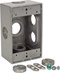 Thomas & Betts - 1 Gang, (6) 3/4" Knockouts, Aluminum Rectangle Outlet Box - 4-1/2" Overall Height x 2-1/2" Overall Width x 2" Overall Depth, Weather Resistant - Makers Industrial Supply