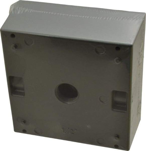 Thomas & Betts - 2 Gang, (3) 1/2" Knockouts, Aluminum Square Outlet Box - 4-9/16" Overall Height x 4-5/8" Overall Width x 2-1/16" Overall Depth, Weather Resistant - Makers Industrial Supply