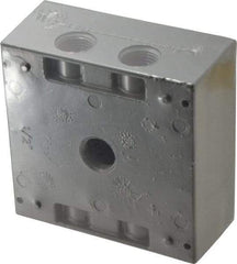 Thomas & Betts - 2 Gang, (5) 1/2" Knockouts, Aluminum Square Outlet Box - 4-9/16" Overall Height x 4-5/8" Overall Width x 2-1/16" Overall Depth, Weather Resistant - Makers Industrial Supply