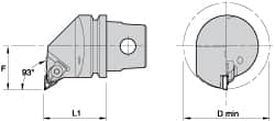 Kennametal - Right Hand Cut, Size KM32, KC..110304L08/NP..51L Insert Compatiblity, Internal Modular Turning & Profiling Cutting Unit Head - 22mm Ctr to Cutting Edge, 35mm Head Length, Through Coolant, Series Top Notch - Makers Industrial Supply