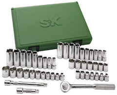 SK - 47 Piece 3/8" Drive Deep Well Socket Set - 6, 12 Points, 1/4" to 7/8" (6mm to 19mm) Range, Inch/Metric Measurement Standard - Makers Industrial Supply