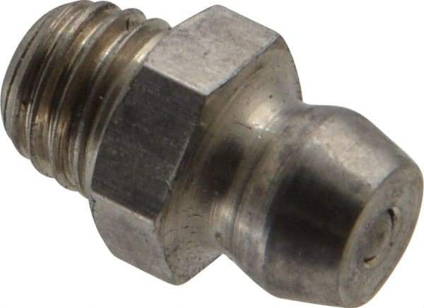 PRO-LUBE - Straight Head Angle, 1/4-28 UNF Stainless Steel Standard Grease Fitting - 5/16" Hex, 13.7mm Overall Height, 4.6mm Shank Length, Zinc Plated Finish - Makers Industrial Supply