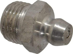 PRO-LUBE - Straight Head Angle, 1/8-27 PTF Stainless Steel Standard Grease Fitting - 7/16" Hex, 16.8mm Overall Height, 7.1mm Shank Length, Zinc Plated Finish - Makers Industrial Supply