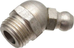 PRO-LUBE - 45° Head Angle, M10x1.0 Metric Stainless Steel Standard Grease Fitting - 11mm Hex - Makers Industrial Supply