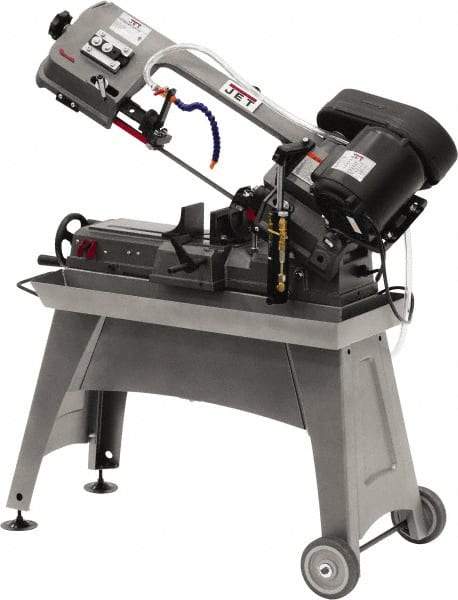 Jet - 5 x 8" Manual Horizontal Bandsaw - 1 Phase, 1/2 hp, 115 Volts, 45° Angle of Vise Rotation, Step Pulley Drive - Makers Industrial Supply