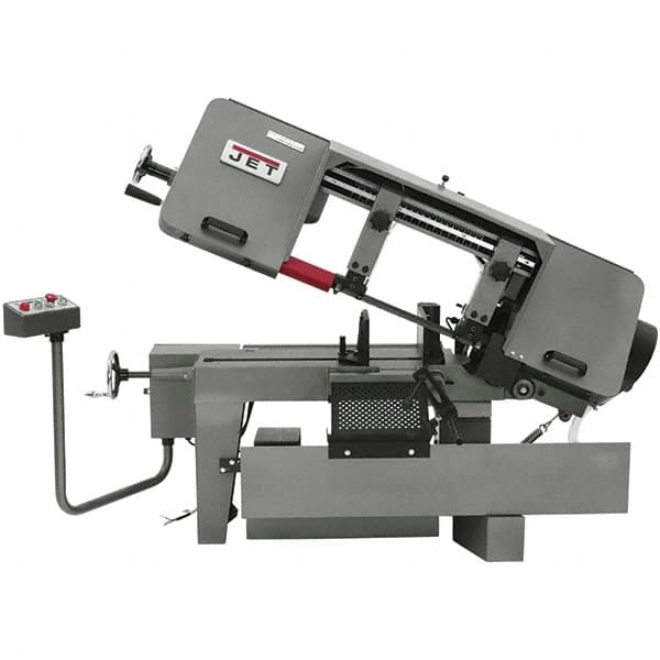 Jet - 10 x 16" Max Capacity, Semi-Automatic Variable Speed Pulley Horizontal Bandsaw - 100 to 350 SFPM Blade Speed, 115/230 Volts, 45°, 1.5 hp, 1 Phase - Makers Industrial Supply