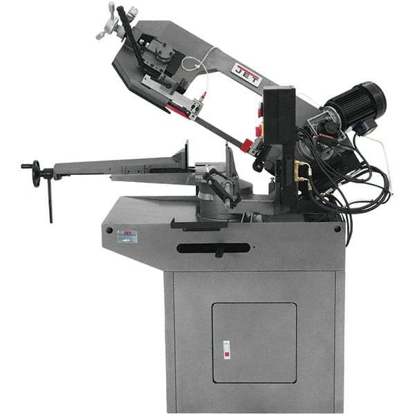 Jet - 8-3/4 x 7" Max Capacity, Manual Geared Head Horizontal Bandsaw - 157 to 314 SFPM Blade Speed, 230 Volts, 45 & 60°, 1.5 hp, 3 Phase - Makers Industrial Supply