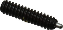 Vlier - 6-32, 17/32" Thread Length, 1/16" Plunger Projection, Steel Threaded Spring Plunger - 0.044 - 0.045" Max Plunger Diam, 17/32" Plunger Length, 0.5 Lb Init End Force, 1.5 Lb Final End Force - Makers Industrial Supply