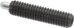 Vlier - 10-32, 3/4" Thread Length, 1/8" Plunger Projection, Steel Threaded Spring Plunger - 0.091 - 0.092" Max Plunger Diam, 3/4" Plunger Length, 1.3 Lb Init End Force, 2.7 Lb Final End Force - Makers Industrial Supply