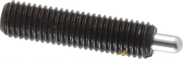 Vlier - 1/4-28, 1" Thread Length, 3/16" Plunger Projection, Steel Threaded Spring Plunger - 0.117 - 0.118" Max Plunger Diam, 1" Plunger Length, 1 Lb Init End Force, 4 Lb Final End Force - Makers Industrial Supply