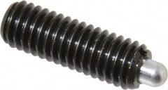 Vlier - 3/8-16, 1-1/8" Thread Length, 3/16" Plunger Projection, Steel Threaded Spring Plunger - 0.186 - 3/16" Max Plunger Diam, 1-1/8" Plunger Length, 2.8 Lb Init End Force, 7.2 Lb Final End Force - Makers Industrial Supply