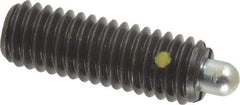 Vlier - 3/8-16, 1-1/8" Thread Length, 3/16" Plunger Projection, Steel Threaded Spring Plunger - 0.186 - 3/16" Max Plunger Diam, 1-1/8" Plunger Length, 2.8 Lb Init End Force, 7.2 Lb Final End Force - Makers Industrial Supply