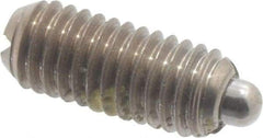 Vlier - 10-32, 0.468" Thread Length, 0.065" Plunger Projection, Stainless Steel Threaded Spring Plunger - 0.093" Max Plunger Diam, 0.468" Plunger Length, 0.75 Lb Init End Force, 2.5 Lb Final End Force - Makers Industrial Supply