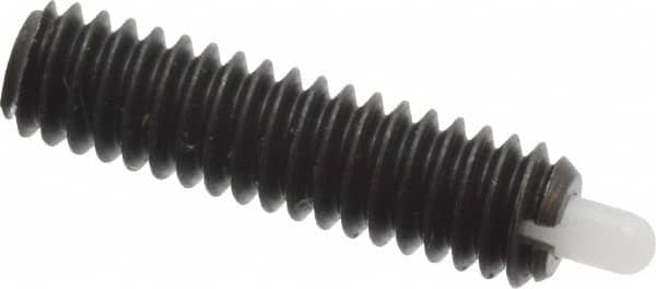 Vlier - 8-32, 5/8" Thread Length, 3/32" Plunger Projection, Steel Threaded Spring Plunger - 0.068 - 0.07" Max Plunger Diam, 5/8" Plunger Length, 0.7 Lb Init End Force, 2.3 Lb Final End Force - Makers Industrial Supply