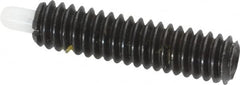 Vlier - 1/4-20, 1" Thread Length, 3/16" Plunger Projection, Steel Threaded Spring Plunger - 0.116 - 0.118" Max Plunger Diam, 1" Plunger Length, 1 Lb Init End Force, 4 Lb Final End Force - Makers Industrial Supply