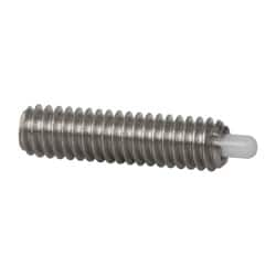 Vlier - 8-32, 5/8" Thread Length, 3/32" Plunger Projection, Stainless Steel Threaded Spring Plunger - 0.068 - 0.07" Max Plunger Diam, 5/8" Plunger Length, 2.7 Lb Init End Force, 7.3 Lb Final End Force - Makers Industrial Supply