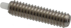 Vlier - 8-32, 5/8" Thread Length, 3/32" Plunger Projection, Stainless Steel Threaded Spring Plunger - 0.068 - 0.07" Max Plunger Diam, 5/8" Plunger Length, 0.7 Lb Init End Force, 2.3 Lb Final End Force - Makers Industrial Supply