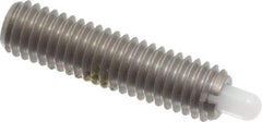 Vlier - 10-32, 3/4" Thread Length, 1/8" Plunger Projection, Stainless Steel Threaded Spring Plunger - 0.09 - 0.092" Max Plunger Diam, 3/4" Plunger Length, 1.3 Lb Init End Force, 2.7 Lb Final End Force - Makers Industrial Supply