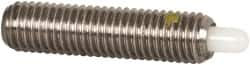 Vlier - 1/4-28, 1" Thread Length, 3/16" Plunger Projection, Stainless Steel Threaded Spring Plunger - 0.116 - 0.118" Max Plunger Diam, 1" Plunger Length, 3 Lb Init End Force, 13 Lb Final End Force - Makers Industrial Supply