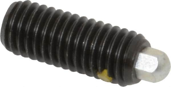 Vlier - 1/2-13, 1-1/4" Thread Length, 1/4" Plunger Projection, Steel Threaded Spring Plunger - 1/4 (Hex)" Max Plunger Diam, 1-1/4" Plunger Length, 2.7 Lb Init End Force, 9.3 Lb Final End Force, 1/4" Hex - Makers Industrial Supply