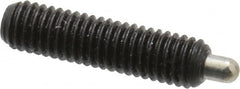 Vlier - 10-32, 3/4" Thread Length, 1/8" Plunger Projection, Steel Threaded Spring Plunger - 0.091 - 0.092" Max Plunger Diam, 3/4" Plunger Length, 1.3 Lb Init End Force, 2.7 Lb Final End Force, 0.063" Hex - Makers Industrial Supply