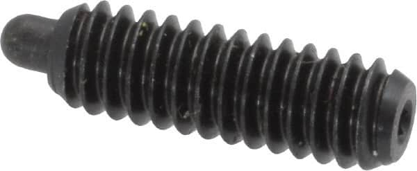 Vlier - 1/4-20, 3/4" Thread Length, 1/8" Plunger Projection, Steel Threaded Spring Plunger - 0.117 - 0.118" Max Plunger Diam, 3/4" Plunger Length, 2 Lb Init End Force, 9 Lb Final End Force, 0.079" Hex - Makers Industrial Supply