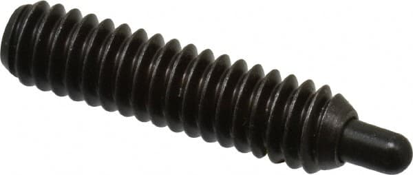 Vlier - 1/4-20, 1" Thread Length, 3/16" Plunger Projection, Steel Threaded Spring Plunger - 0.117 - 0.118" Max Plunger Diam, 1" Plunger Length, 3 Lb Init End Force, 13 Lb Final End Force, 0.079" Hex - Makers Industrial Supply